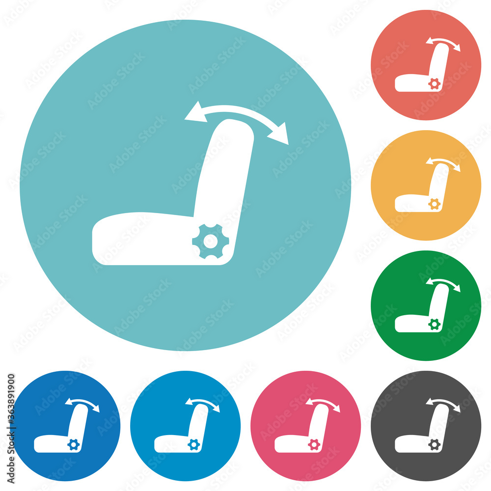 Car seat adjustment flat round icons