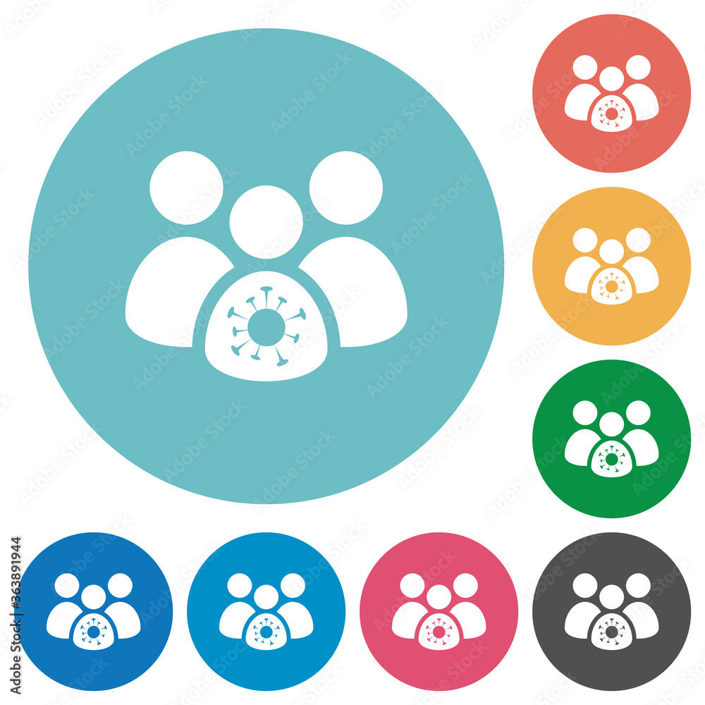 Group covid infection flat round icons Group covid infection flat round icons