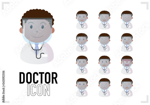 A set of vector illustrations of the doctor's bust-up icon