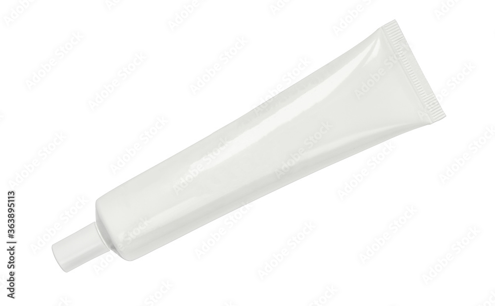 White/gray cream tube isolated on white background. Blank packaging mockup template