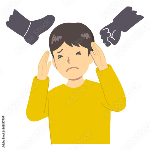 Illustration of a boy undergoing violence