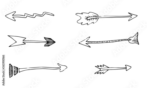 Set of arrow doodle style isolated on white background.vector illustation.