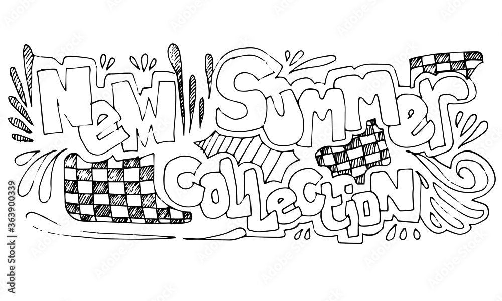 Set of Summer Sale Doodle Collection.vector illustration.