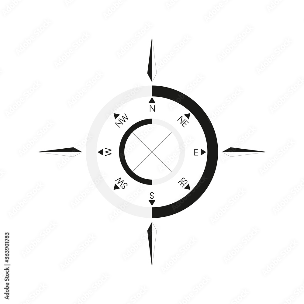 Compass rose isolated on white. Vector illustration. Compass rose isolated on white. Vector illustration.
