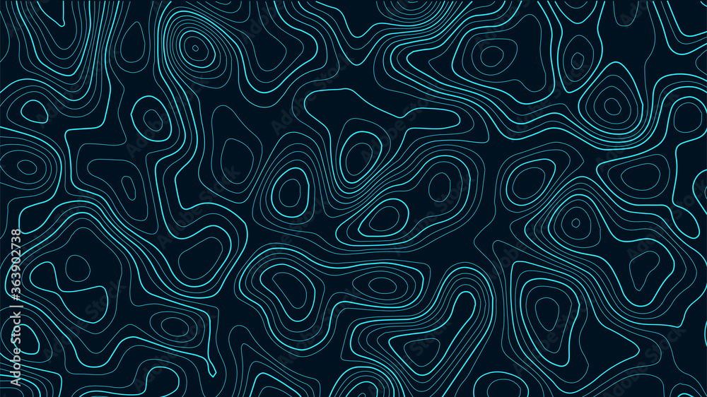 Topographic contour map on green background. Vector grid map.