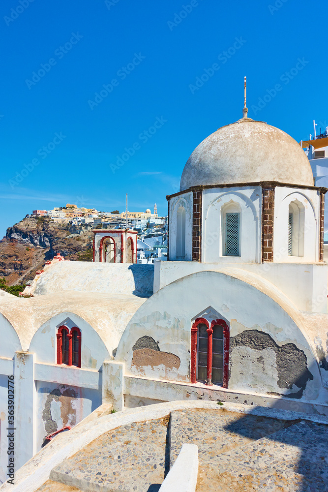 Greek church in Fira town in Santorini