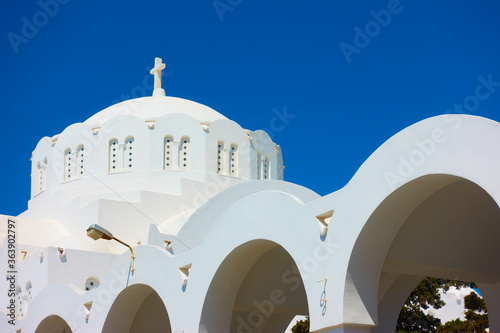 Dome of Orthodox Metropolitan Cathedral in Fira