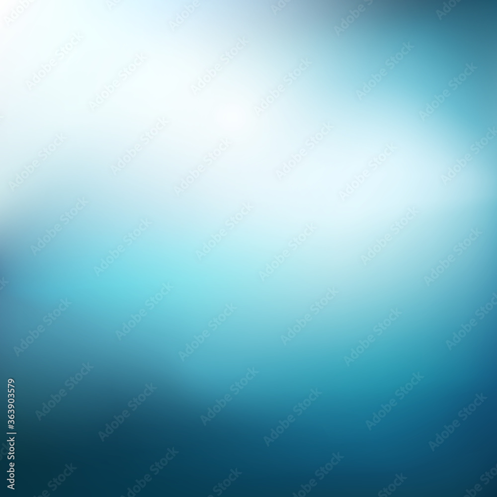 Abstract navy blue, teal, white background. Blurred winter  backdrop with place for text. Vector illustration for your graphic design, banner, poster