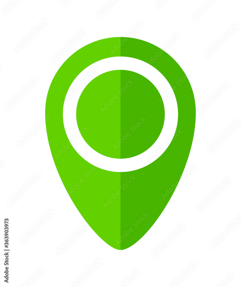 Pin Point Symbol Green For Icon Isolated On White Modern Green Pin Circle For Location Icon