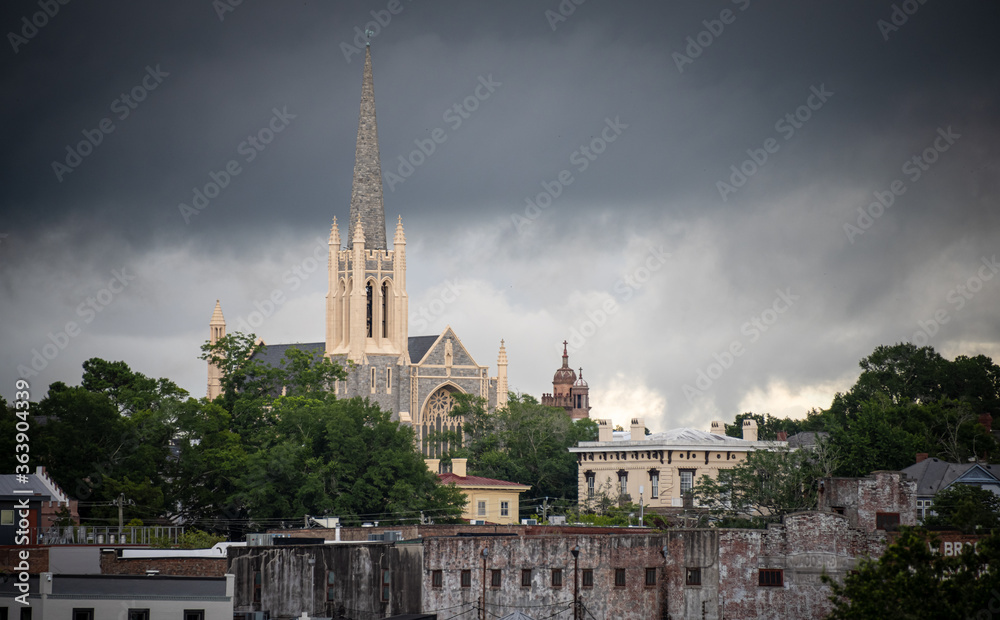 Fototapeta premium Dark Clouds and Church Steeples