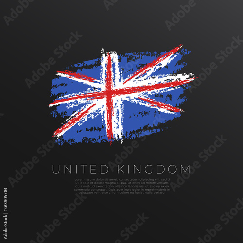 National flag in grunge brush stroke isolated on black background : Vector Illustration