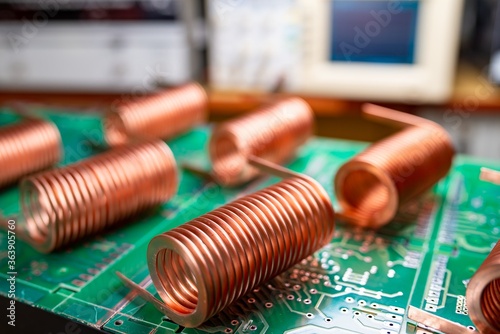 Close-up of twisted copper wire photo