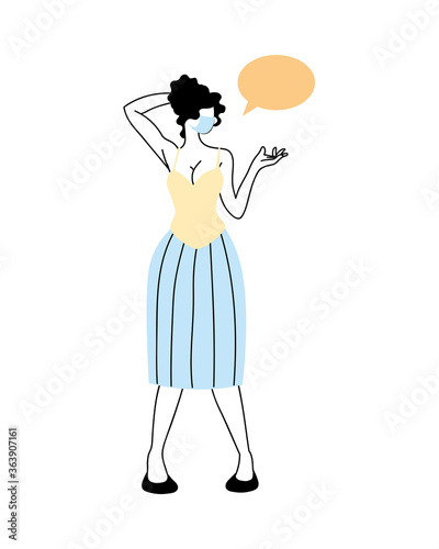 girl with bubble chat text