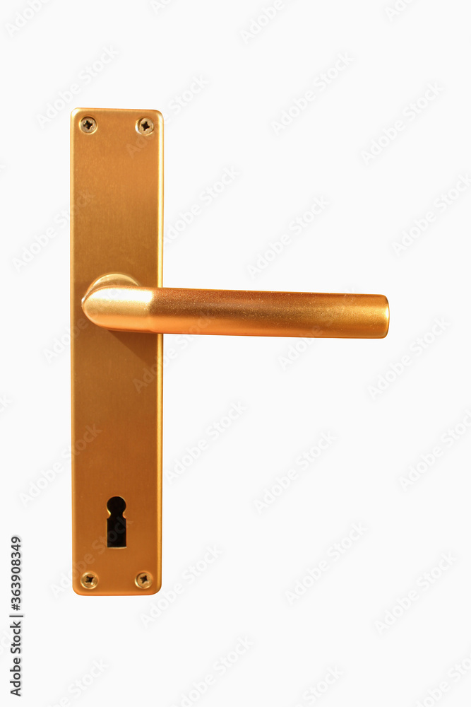 Shiny metal door handle isolated on white