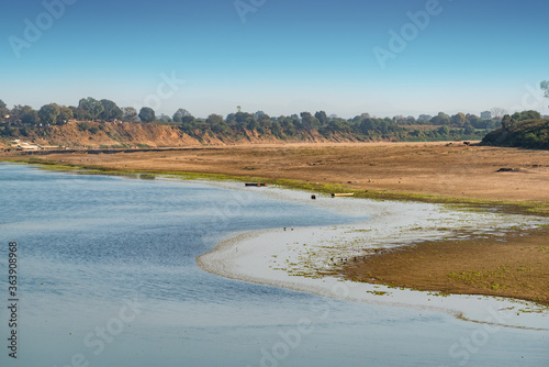 Scenic view of holy river Narmada at Jait, Madhya Pradesh, India. photo