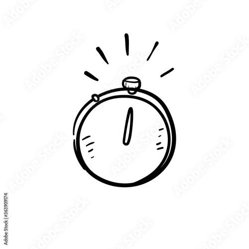 hand drawn stopwatch timer symbol for Fast time logo, stop watch speed concept, quick delivery, express and urgent services, deadline and delay, doodle