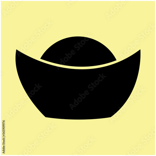 Sycee gold ingot on Chinese New Year flat vector icon for apps and websites. Can be used for Web, Mobile, Infographic and Print. EPS 10 Vector illustration. 
