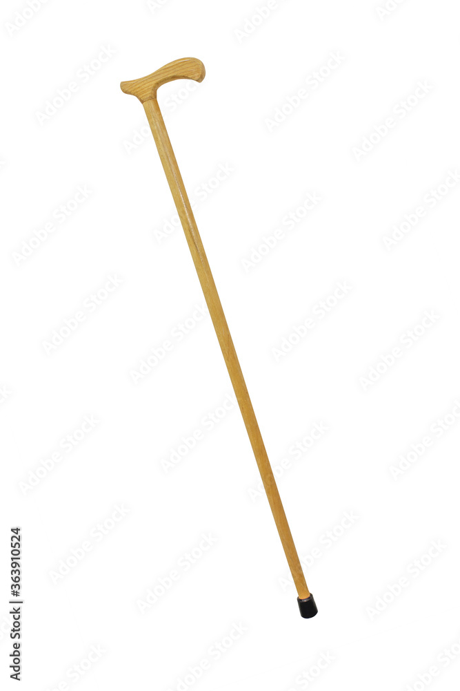 Wooden walking stick. Crutch/Cane isolated on white background. Wooden walking stick. Crutch/Cane isolated on white background.