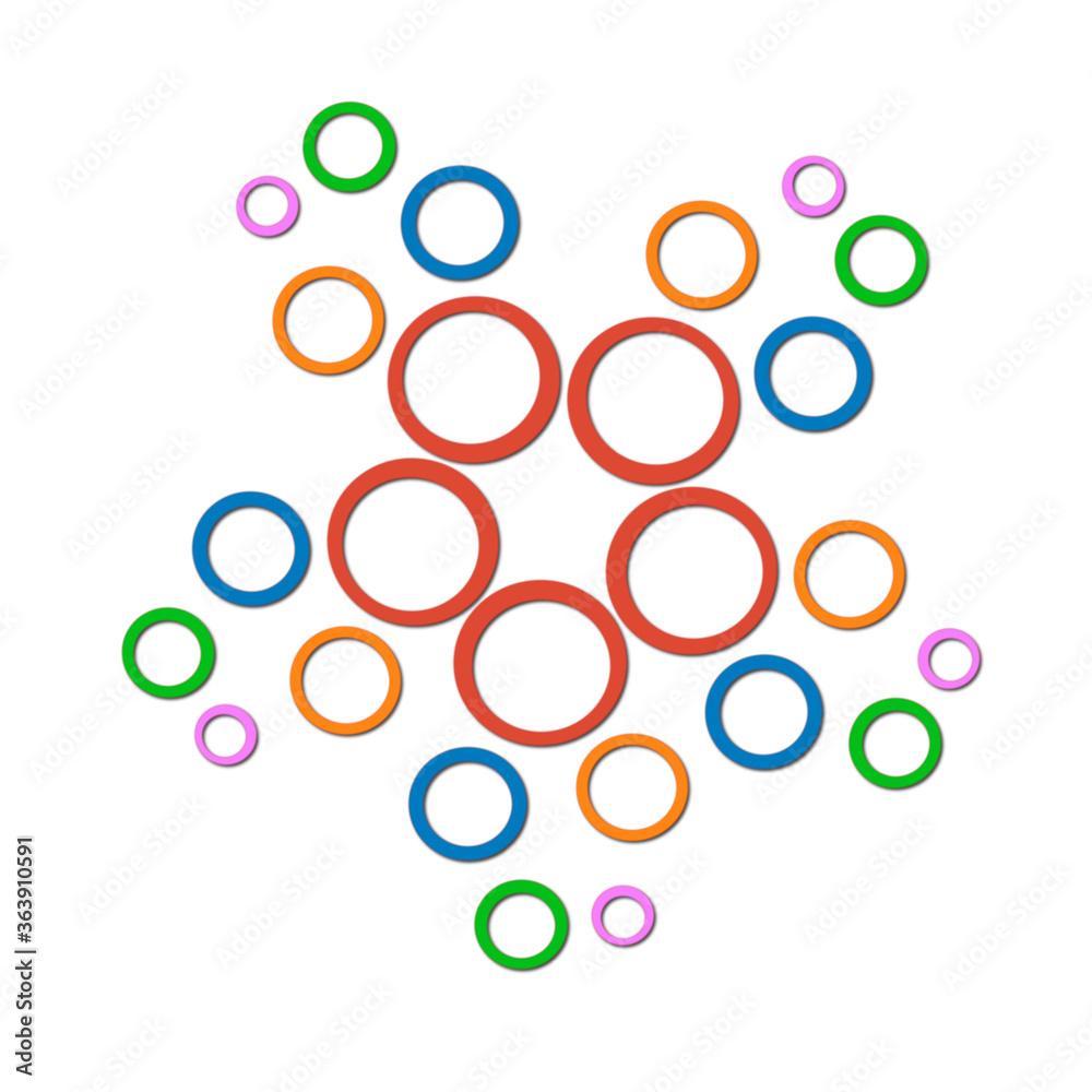 Beautiful element with multi-colored circles. Suitable as logo, sticker, background.