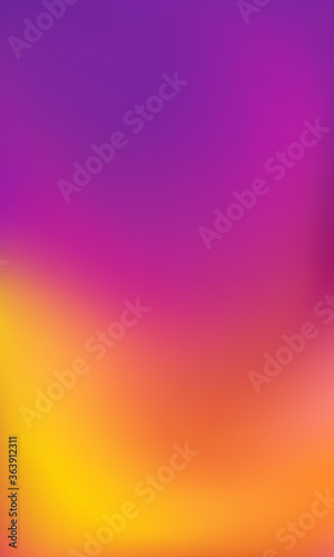 Abstract Blurred yellow orange magenta purple background. Soft gradient mobile backdrop with place for text. Vector illustration for your graphic design, banner, poster