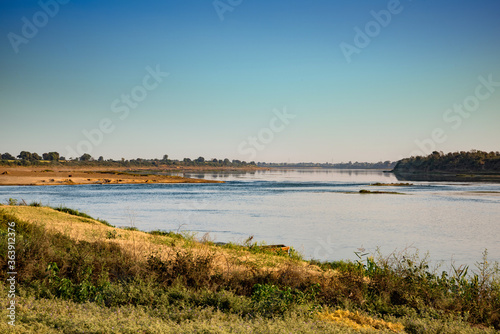 Scenic view of holy river Narmada in Madhya Pradesh, India.