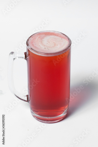 craft and colored beer set in mugs isolated