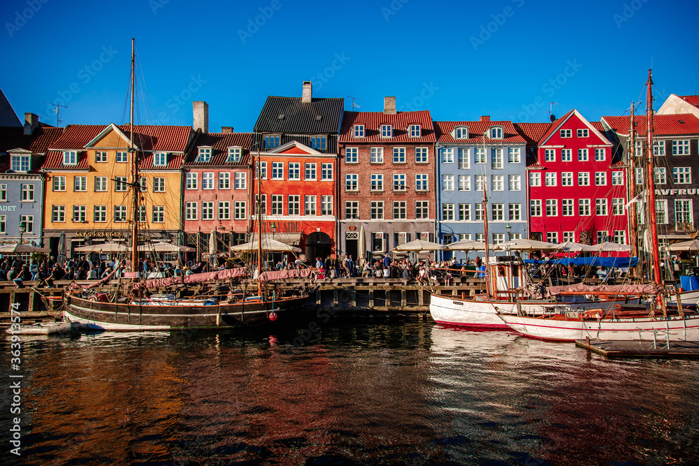 Embankment Nyhavn in the old town of Copenhagen.