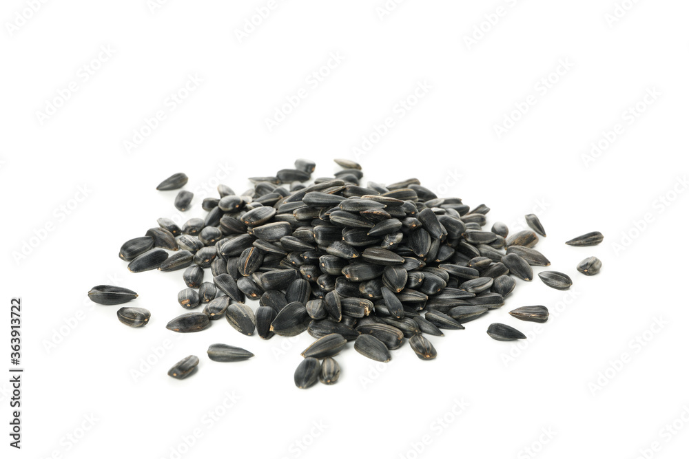 Bunch of sunflower seeds isolated on white background Bunch of sunflower seeds isolated on white background