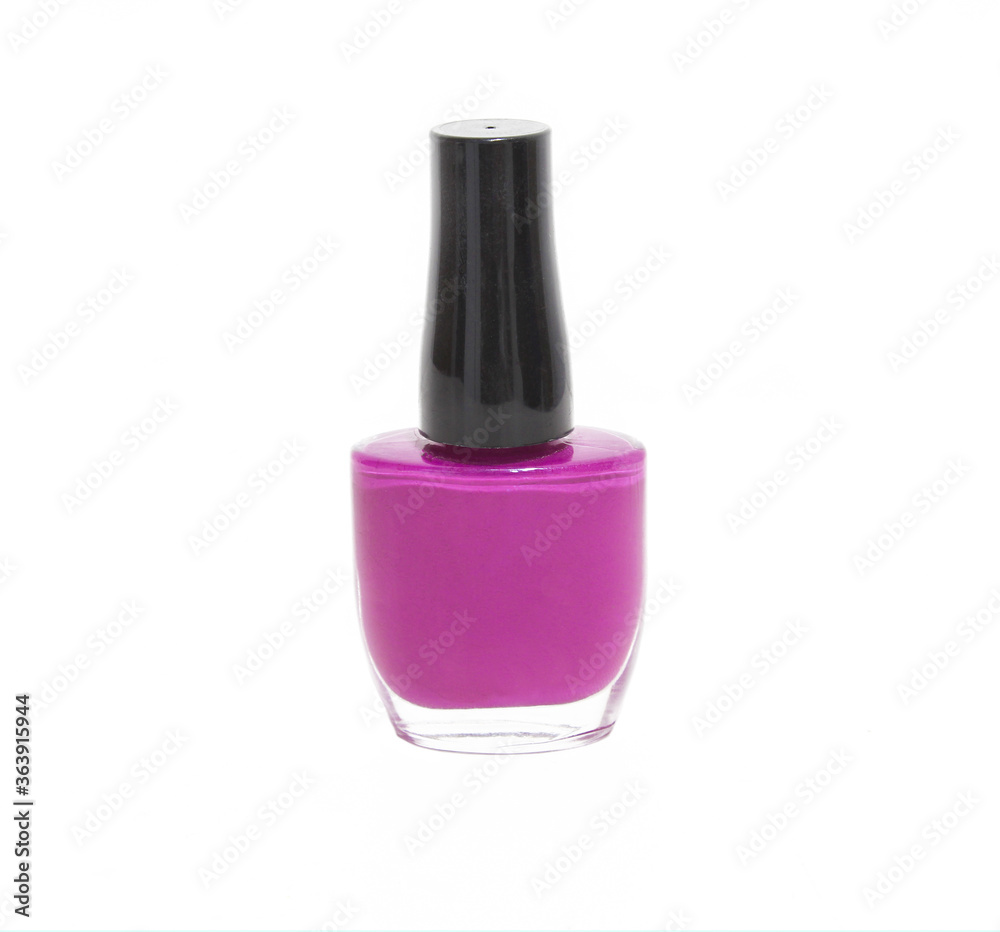 Purple/violet color nail polish bottle isolated on white background. Product image close up Purple/violet color nail polish bottle isolated on white background. Product image close up