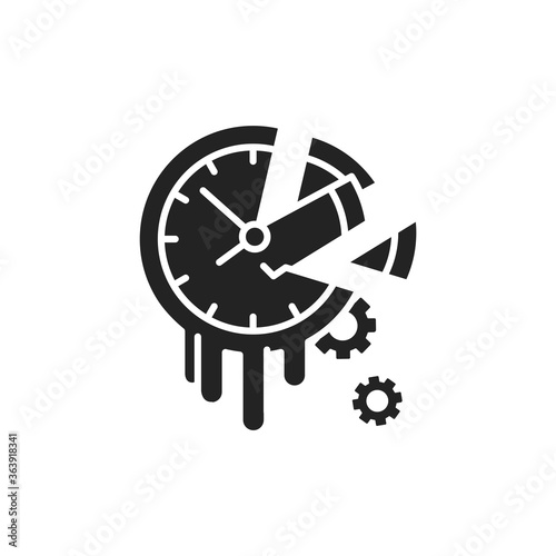 Waste time black glyph icon. Procrastination and laziness concept. Sign for web page, mobile app, button, logo. Vector isolated element