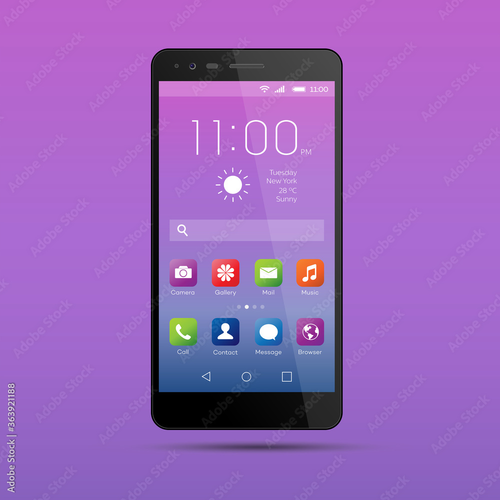 Realistic, modern, smart phone collection with apps on isolated background. Realistic, modern, smart phone collection with apps on isolated background.