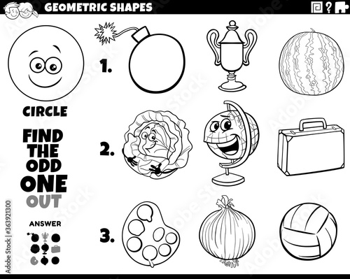 circle shape objects educational task coloring book