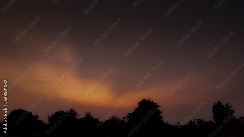 dark sky on evening at country side area