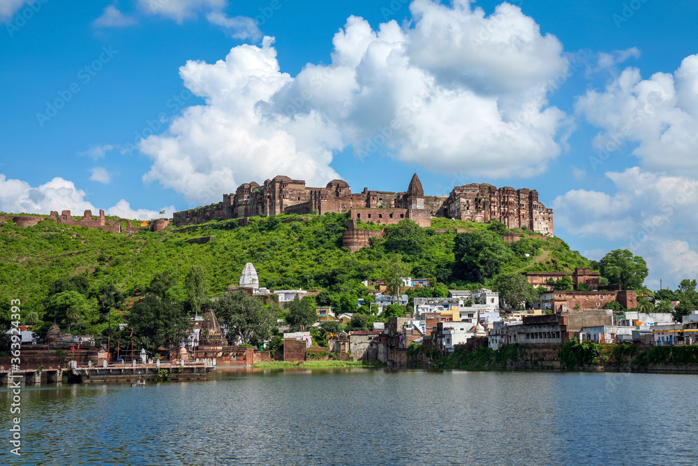 Beautiful view of Narsinghgarh Fort with Lake,Narsinghgarh (near Bhopal), Madhya Pradesh, India.