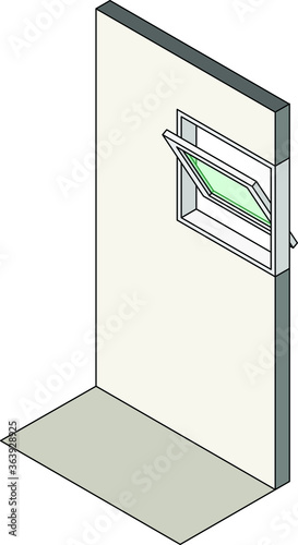 Window type / construction: Horizontal pivot window shown installed in a wall.