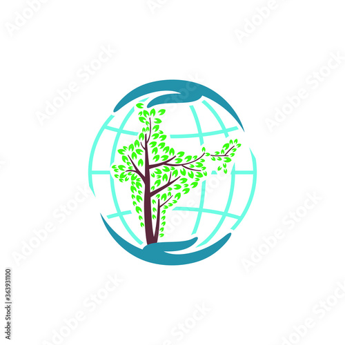 World and India saving two hands with tree