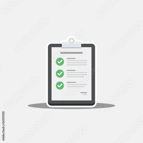Checklist - White Stroke+Shadow icon vector isolated. Flat style vector illustration.