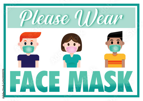 WEAR FACE MASK PLEASE SIGN A4 Printable Sticker	
