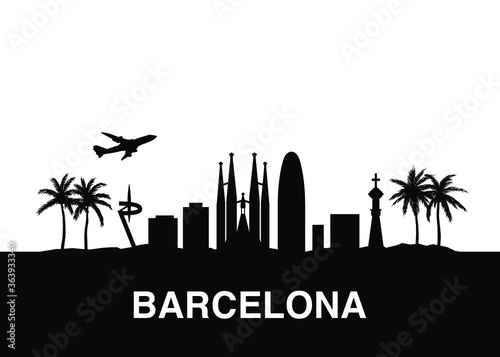 Barcelona ,Catalonia Skyline Landscape Vector Graphic Silhouette