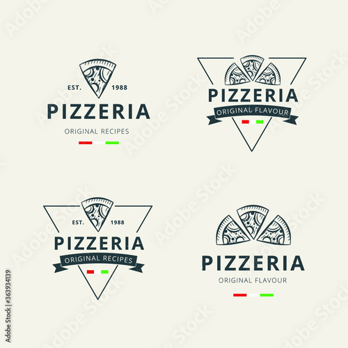 Set of professional pizza logo design template 