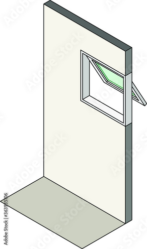Window type / construction: Awning / top hung window shown installed in a wall.