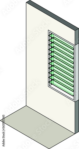 Window type / construction: Louvre window shown installed in a wall.