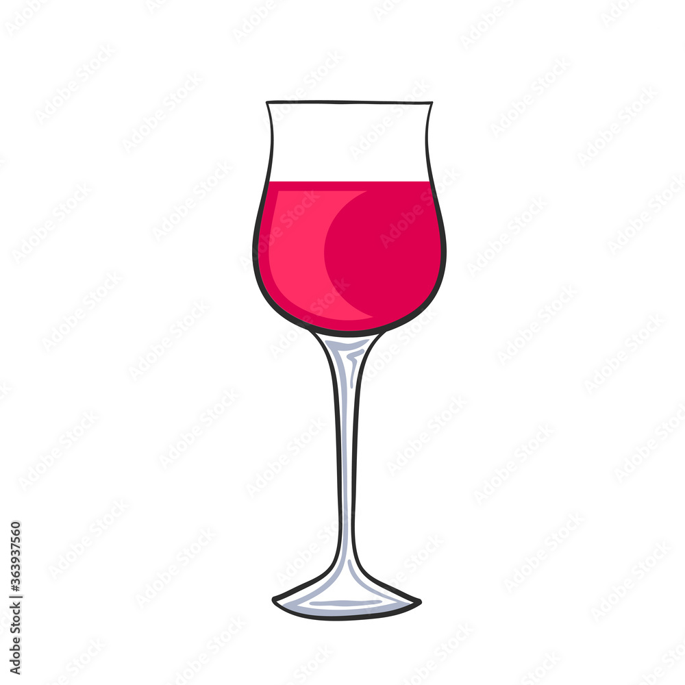 Hand drawn glass of red wine isolated on white for design, stock vector illustration Hand drawn glass of red wine isolated on white for design, stock vector illustration