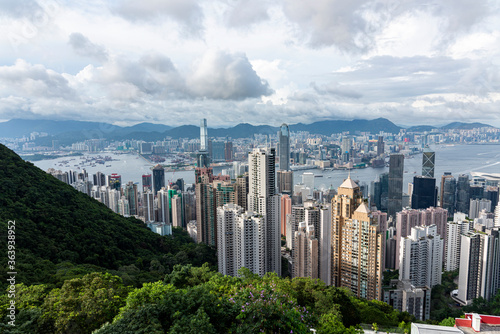 Bird's eye view of the city of Hong Kong, China