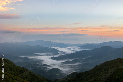 The sea of clouds on the mountain in the morning