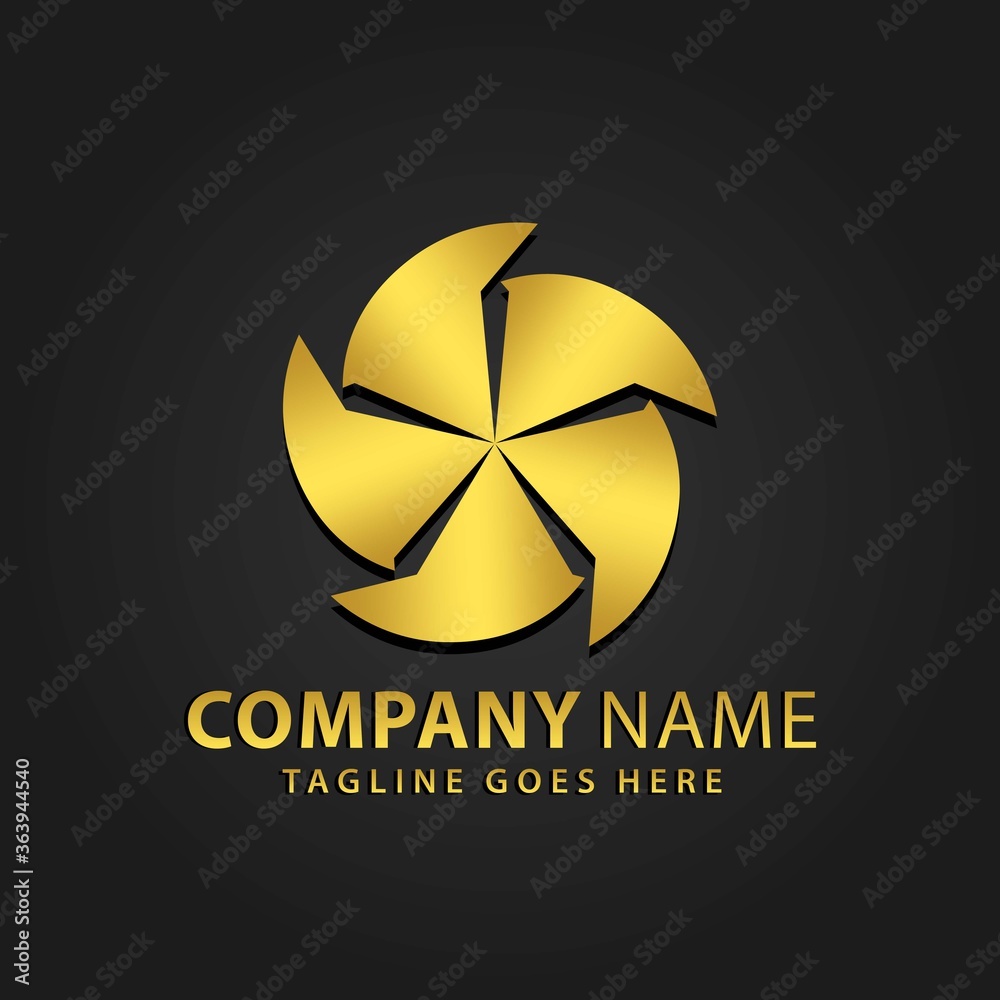 3D Gold Circle Round Abstract Logos Design Vector Illustration Stock ...