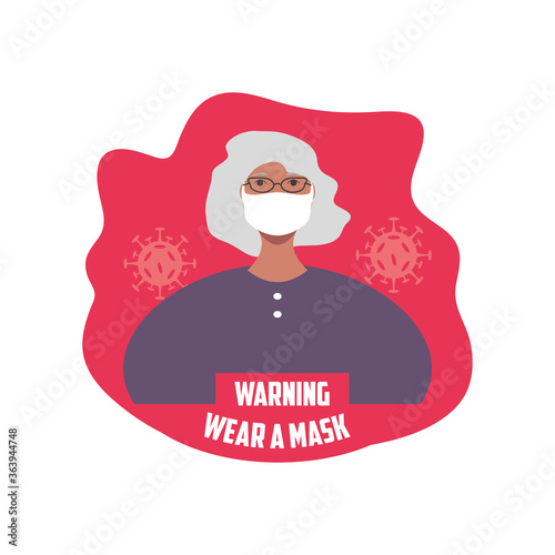 warning sign recommend use of protective face mask, wear at mask