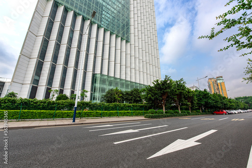 Features of asphalt asphalt roads and buildings.