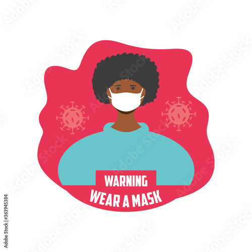 warning sign recommend use of protective face mask, wear at mask
