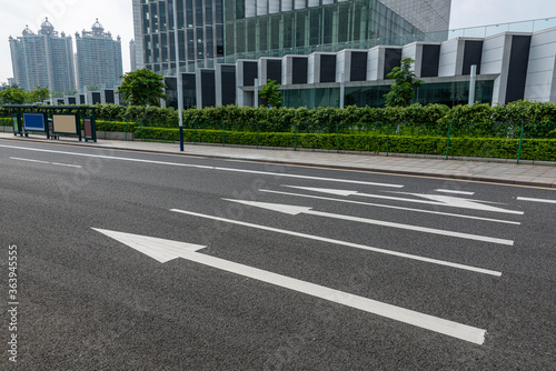 Features of asphalt asphalt roads and buildings.